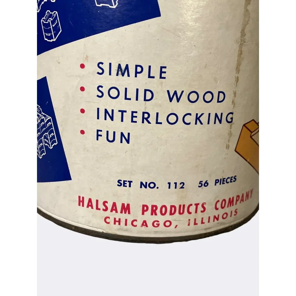 Halsam Notchies Interlocking Wood Building Blocks Toy Vintage
